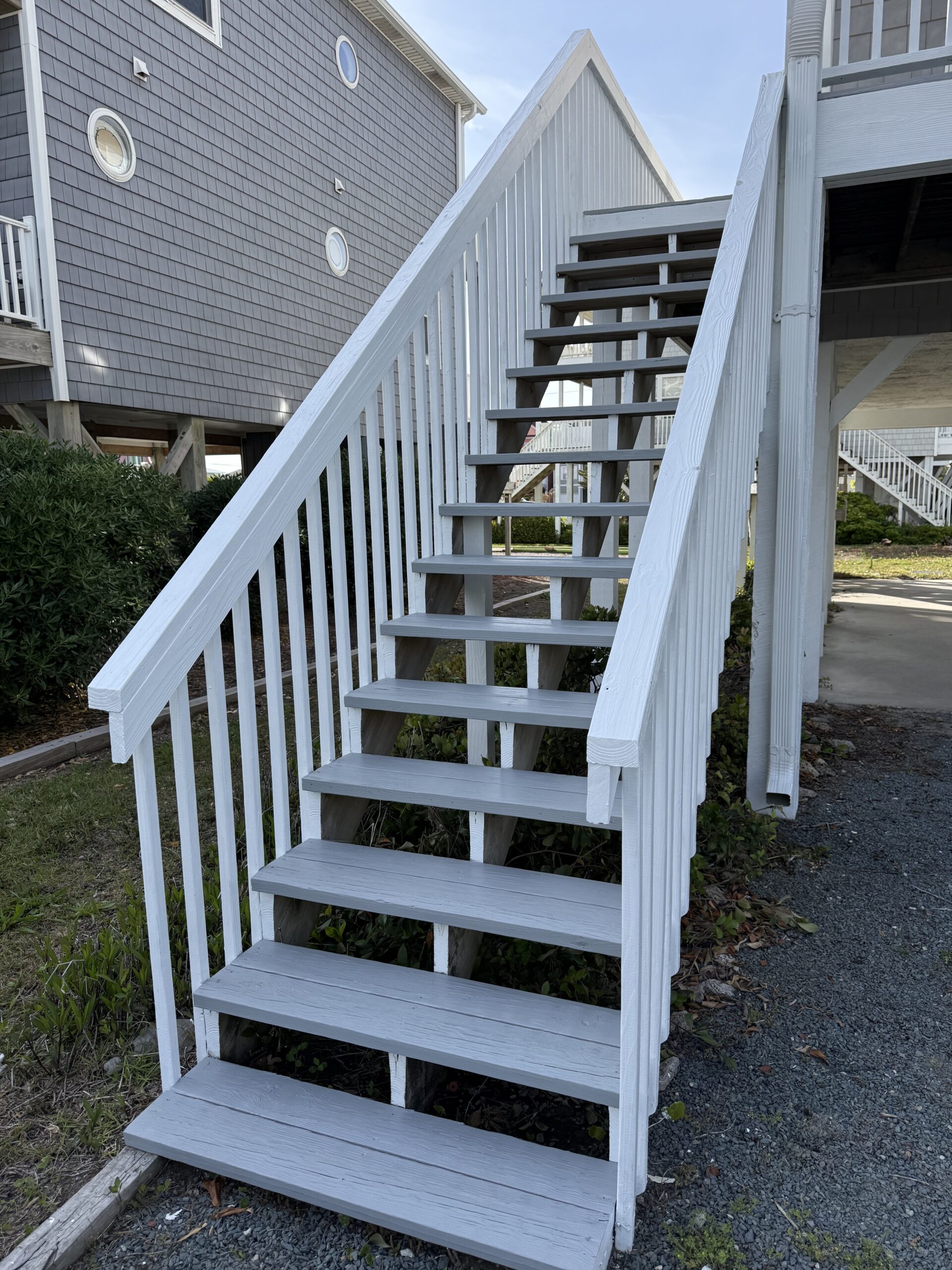 Exterior Residential painting project of beach home stairs in surf city north carolina