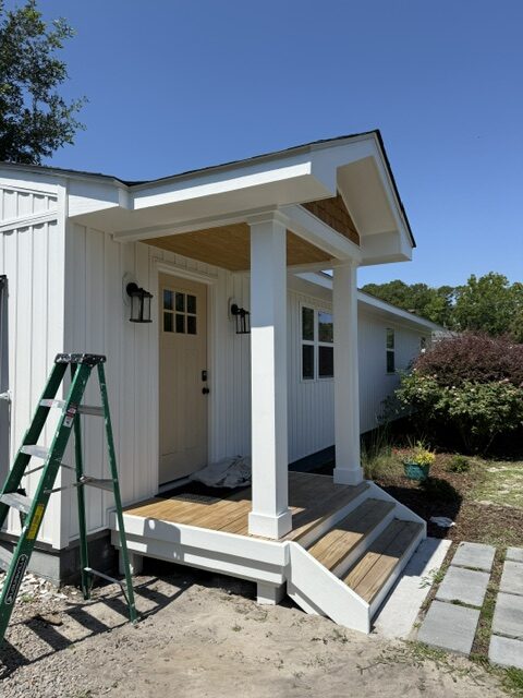 Professionally painted white porch