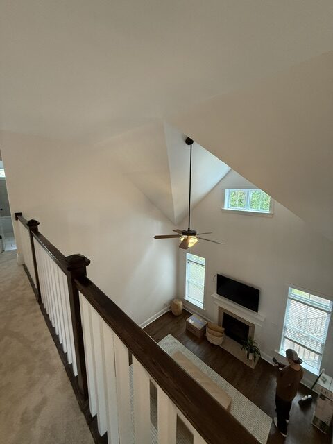 Balcony view of indoor painting project of home in hampstead north carolina