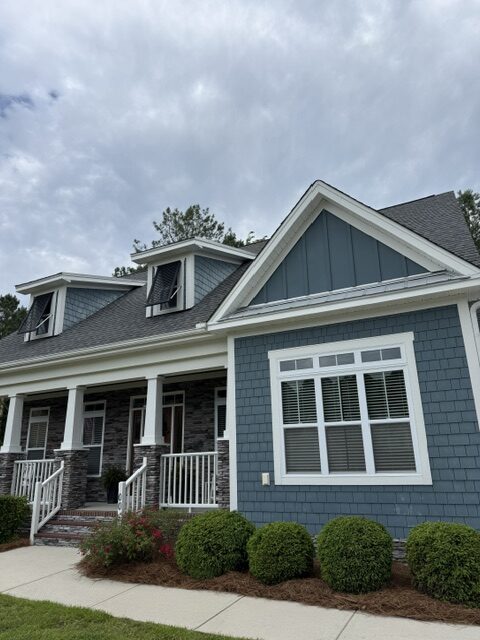 Exterior Residential painting project of beautiful home in hampstead north carolina